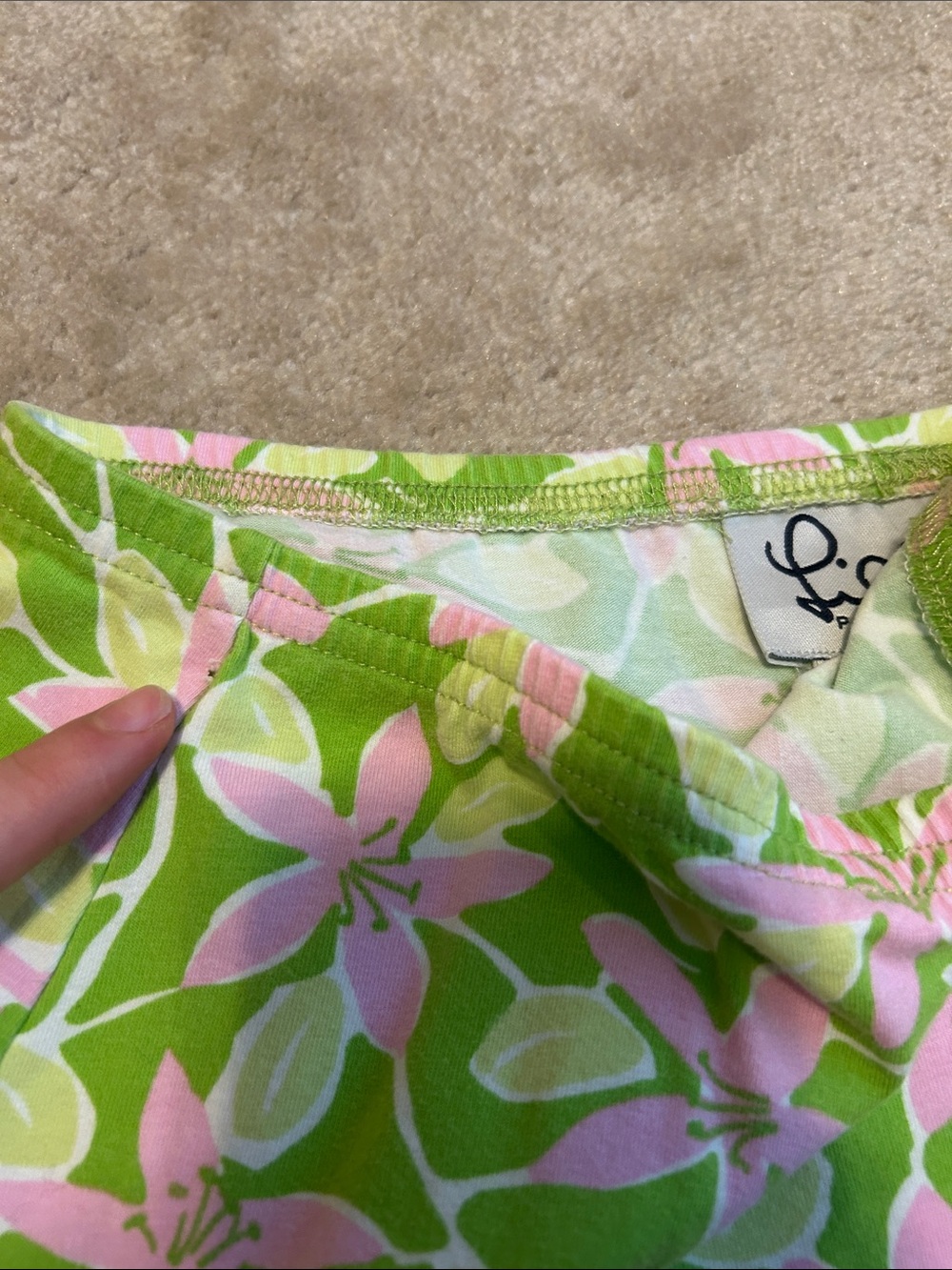 Lilly Pulitzer Vintage Cotton Maxi Skirt Floral Green Pink M - Picture 11 of 11